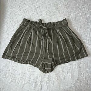 American Eagle Outfitters High Waist Green Striped Shorts